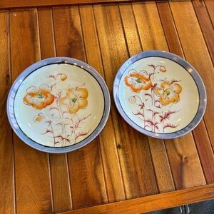 Vintage Japanese Lusterware Flower Saucers Set of 2